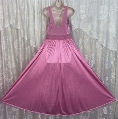 VTG LXL Shadowline DEEP PINK SILKY SOFT Nylon Peignoir Robe Nightgown olga esque