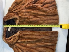 Vintage 1950s Mink Fur Cape Stole Jacket Furs by Kleinman Honey Blonde Brown