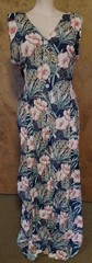 Vintage Robbie Bee Rayon Floral Hawaiian Jumpsuit, Wide/Palazzo Legs, Sz 14; EXC