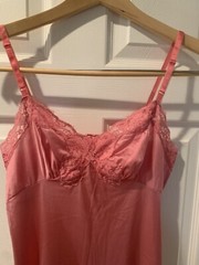 Vintage Lingerie S No Tags Vassarette Pink Full Slip Dress Lace See Measurements