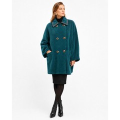 80s Versace GV Versatile Teal Alpaca Wool Cocoon Coat Italy 42