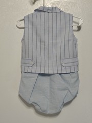 Infant Boy 60s/70s 2 Pc Striped Romper Set With Monkeys (Measurements In Photos)