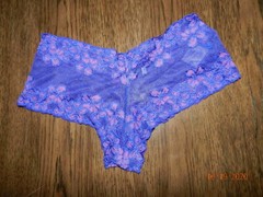 Vtg Fredericks of Hollywood Lace Mesh floral Panty LARGE L Royal Blue