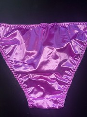 Vintage Style Glossy Classic Satin String Bikini Brief Panties Purple XL NEW
