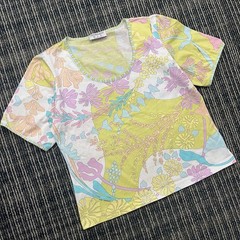 Vintage Averardo Bessi Italy 2pc Cotton Set Blazer/ Top Psychedelic Floral Sz 12