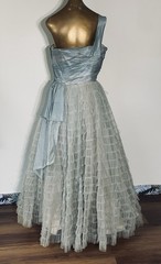 Vintage M/L Volump Cupcake Tiered Blue 1950s Prom Dress