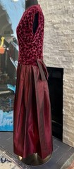 VTG 80s Cocktail Party Taffata Velvet Prom Back Bow Burgandy Size 8 Cocktail