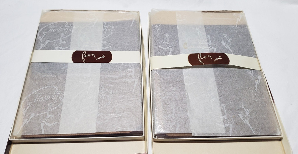 6 Pair NEW Vintage FAWN 100% Nylon Seamless Stockings 15 Denier Size 10 Cinder