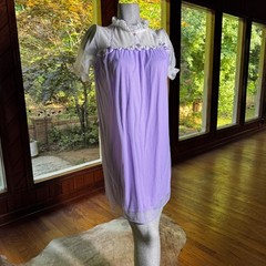 Vintage 70s Babydoll Peignoir Nightgown Puff Sleeve Schoolgirl Grunge Lingerie M
