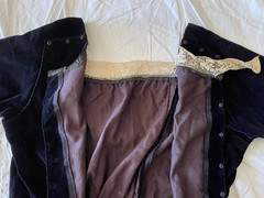 Antique French Black Velvet Edwardian Blouse Handmade Lace Trim c1910 Sz S