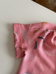 1980s California Connection Tropical Rayon Blouse Pink Bird Print Made USA VTG