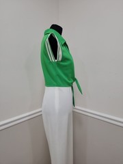 VTG’70s Melissa Lane Green White Nautical Wide Leg Jumpsuit Retro Mod Disco