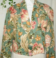 VTG 80’s Artsy Green Floral Retro Fabric CottageCore Bomber Jacket Sz L
