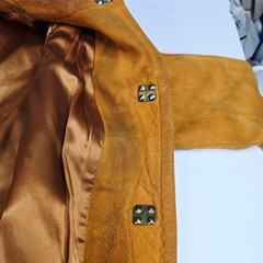Vintage 60s 70s Bonnie Cashin Sills Gold Turn Lock Leather & Canvas Coat Jacket