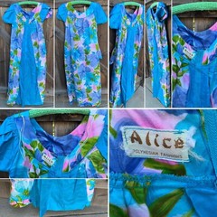 vintage Alice Polynesian Fashions Hawaiian dress maxi muumuu tiki aloha Hawaii