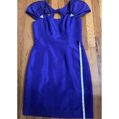 Vintage En Francais Huey Waltzer Purple Satin Cocktail Dress Pearl Detail Sz 8