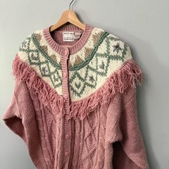 Vtg Women’s Handknit Cardigan Sweater Plus Size 24W Cottagecore Chunky Knit NWT