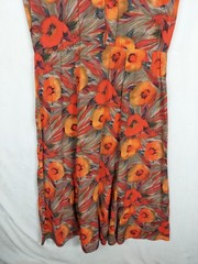 Vintage 80s Tess Shirt Dress Womens 12 Orange Floral Feminine Midi cottage core