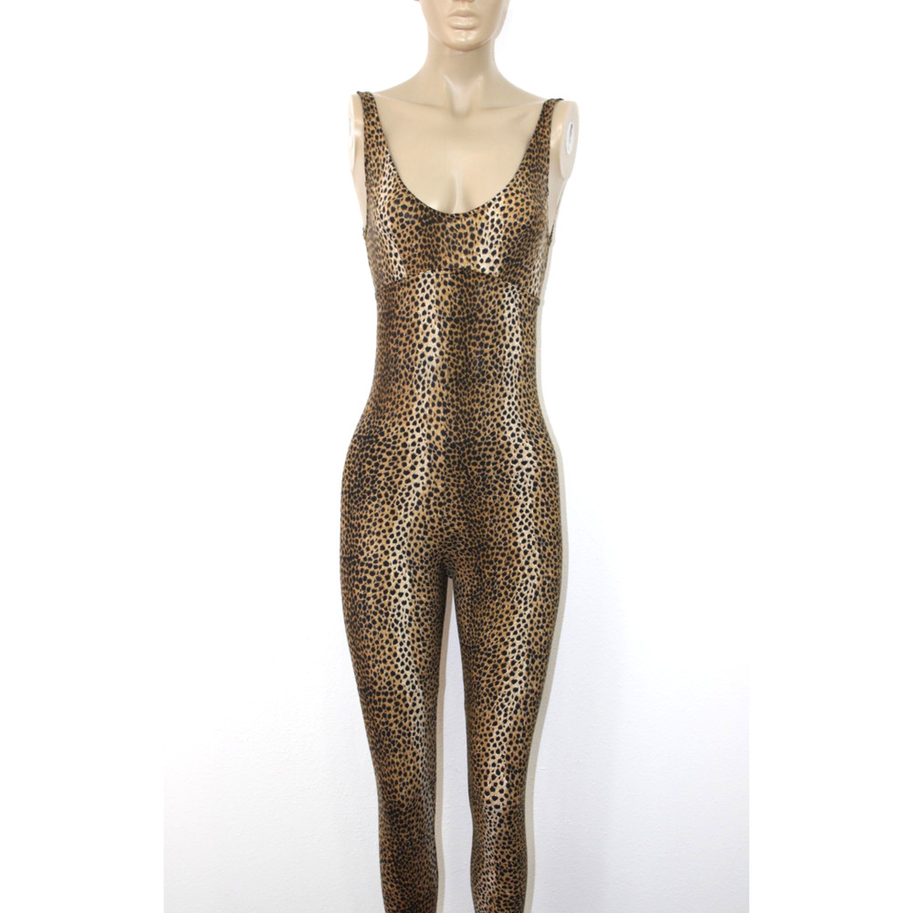 VTG 80s 90s Yvan & Marzia Paris France Leopard Cheetah Bodysuit Aerobics RARE