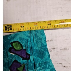 Melrose Vintage Teal Geometric Abstract Print Midi Skirt High Waist Elastic 80s