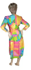 Vtg Anne Crimmins For UMI Collections Bold Neon Geometric Skirt Jacket Suit 10