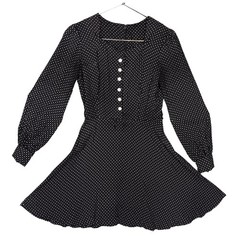 Vintage Beau Rivage NY Dress Size 11 (VTG) Black White Mini Hearts Print