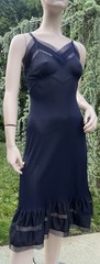 VINTAGE 1950’s MISS SWANK’S BLUE ACETATE NYLON TRICOAT FULL SLIP DRESS