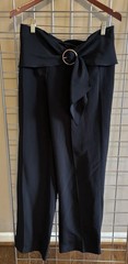 Vintage Prada Black Dress Pants Slacks Sz 44 Trousers W/Decorative Belt Italy