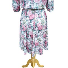 Vintage Shirt Dress Floral Cottage Grandma Romantic Pink Green Belted Fits XS/S