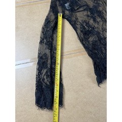 Shirley Top Womens S Black Lace Sheer Long Sleeve Scallop Hem Clubwear