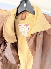 Old Vtg Brown Claybourn Oil Skin Cotton Horse Riding Coat Jacket Sz 76 Australia