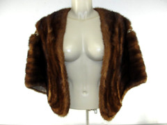GENUINE REAL MINK STOLE WINTER WRAP SHAWL w/POCKETS LINED WOMAN’S 5’s VINTAGE