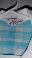 Vintage 50s 60s Skimma Plaid Gingham Blue House Dress Half Zip Size 10-12 w Sash