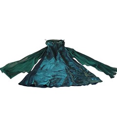 Vtg Dave & Johnny Emerald Green Cowl Neck Maxi Dress Beaded Strap Prom jr 9/10