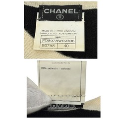 CHANEL Vintage 96A CC Logo Button Knit Top T-shirt #40 Black White Cashmere