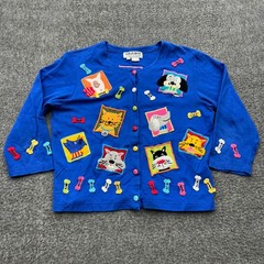Jack B. Quick Sweater Cardigan Dog Vet Petite Medium Kitschy Grannycore Novelty