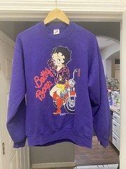 Vintage Betty Boop 1994 Biker Sweater Sweatshirt Size Medium 20 1/2 X 26