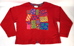 Vintage Art To Wear by Ken Done Sweatshirt Women Top Puffy Art Retro Colorful L