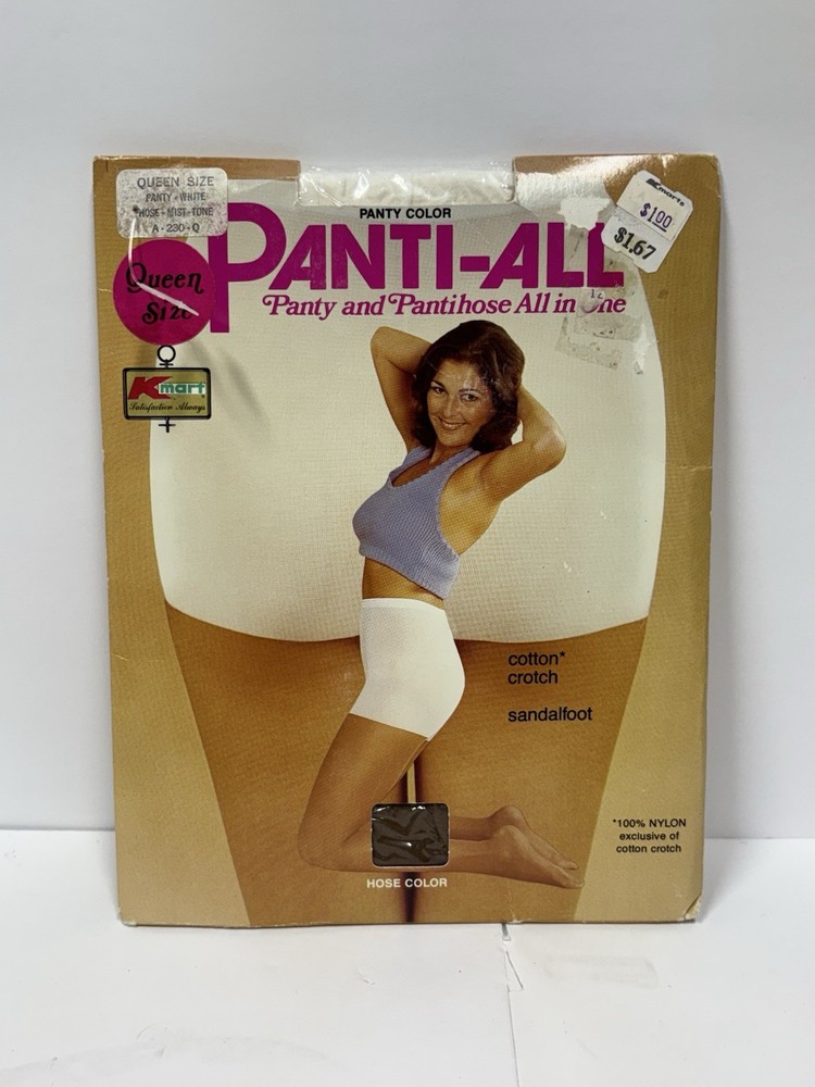Vintage Panti-All Panty & Pantihose All In One Queen SZ. 100% Nylon Sandalfoot
