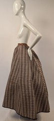 VICTORIAN 1870’S 2 PATTERN PRINT COTTON STRIPED QUILTED SKIRT 