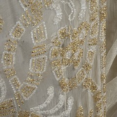 Antique 1920s Dress White Silk Chiffon Yellow Floral Beading Ribbon Gown Vintage