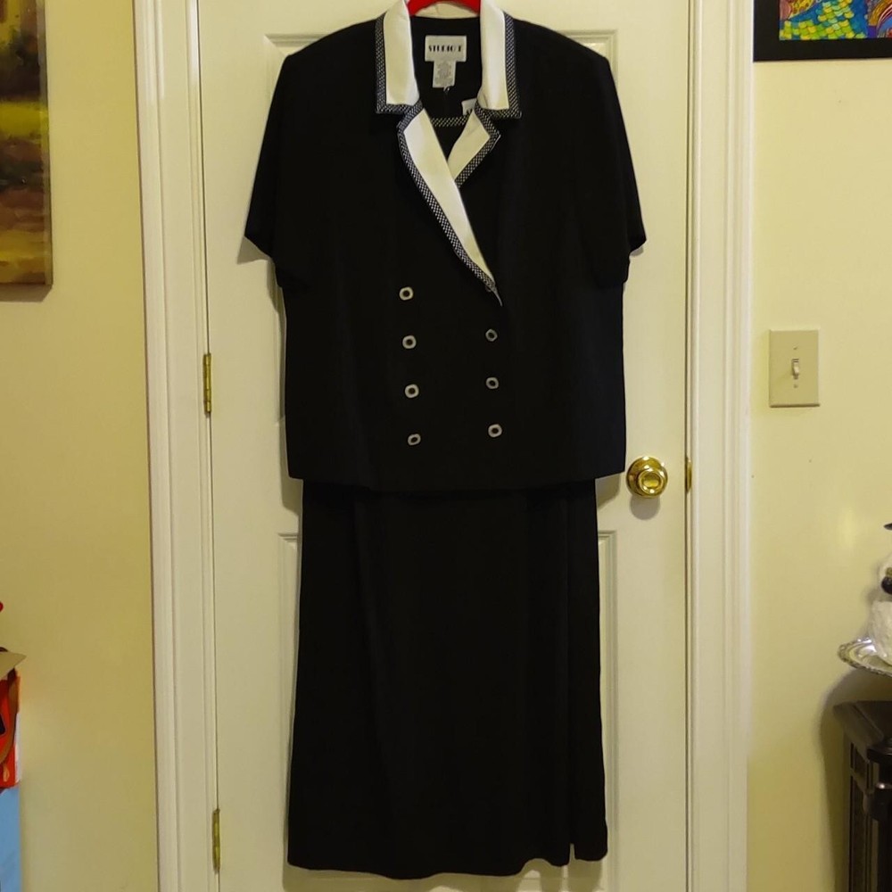 Vintage Studio I Women’s Black White Collared Blazer Dress. 2pc Size 22w