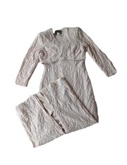 Alex Evenings Vintage RARE Wedding Dress 2-Piece Sz 12 Long 54″ Maxi Beige Cream