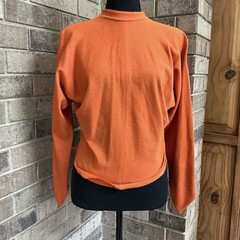60s VINTAGE Lily Montez California Orange Knit top Tie Neck Size 10 Womens #19D4