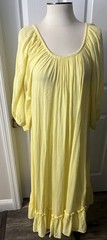 VTG 60s ROBERTA VERCELLINO Yellow Peasant 100% Cotton Long Dress No Size Tag