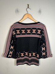 VTG 70s Escapades Southwestern Bell Sleeve Sweater Black Boho Hippie Sz S