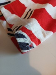 Vtg 70s Home Sewn Nautical Rope Print Pant Red White Blue Serval Zipper Wide Leg