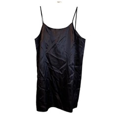 Vintage Black Satin Slip Dress Spaghetti Strap 100% Acetate Made in USA Size 9