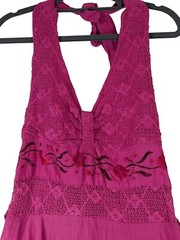 Vintage Women size L Pink Boho Hippie Festival Halter Handkerchief Dress No Tags