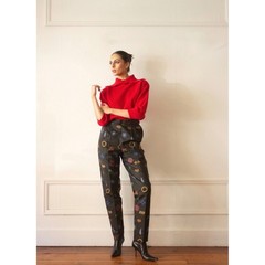 Todd Oldham 1993 Silk Jacquard Cigarette Pants